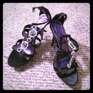 Black Satin Evening Shoes