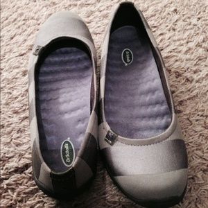 Silver and gray shoes