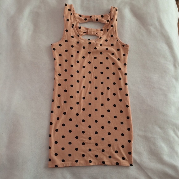 Peach/Black Polka Dot Bodycon Dress