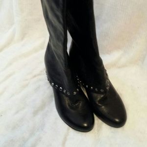 BCBGeneration black leather spat boots