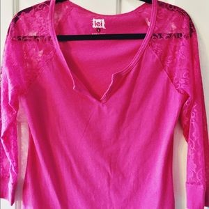 L.e.i. Pink Top and Leopard Print top