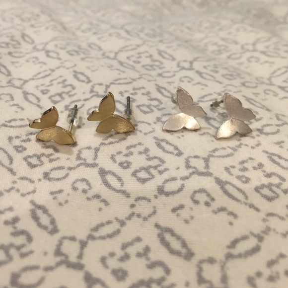 Gold and Silver Butterfly Earrings