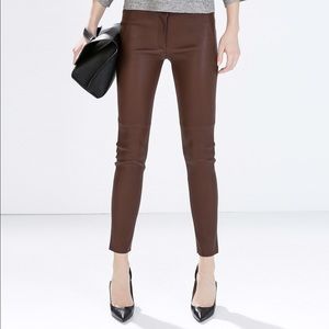 ZARA Real Leather Skinny Pants. M. NWOT.