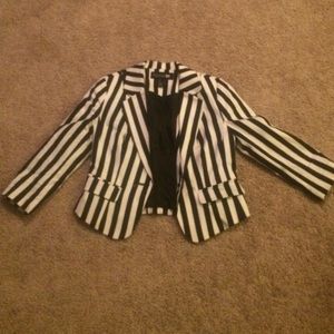 Black and white striped blazer