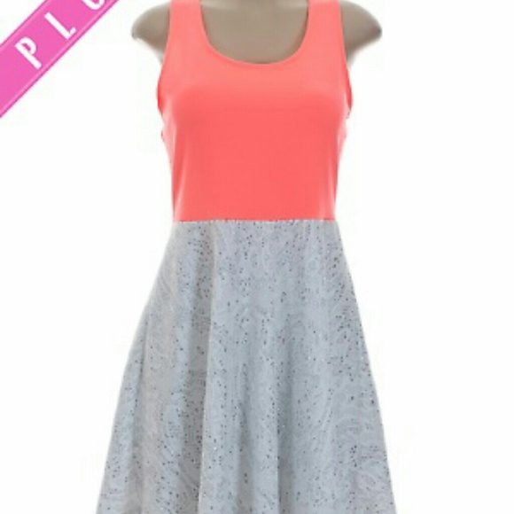 Coral neon skater dress