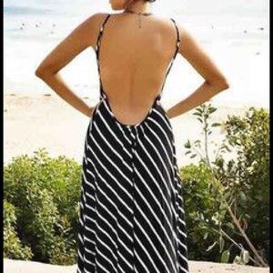 Striped backless maxi dress