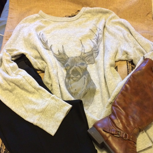 Grey Deer Print Sweatshirt