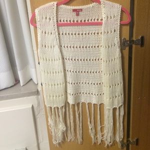 crochet sweater vest with fringe