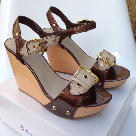Bakers "Braxton" Faux-Patent Leather Wedge Sandals