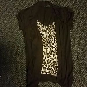 Cheetah shirt with connected cardigan