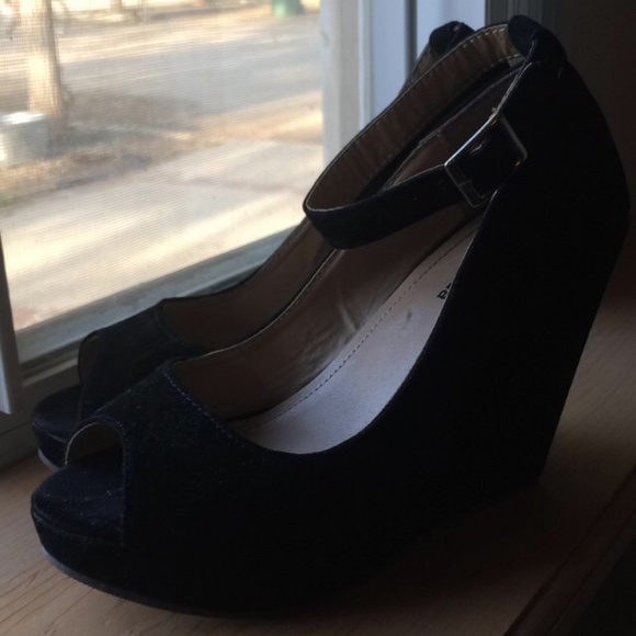 Black ankle strap wedges