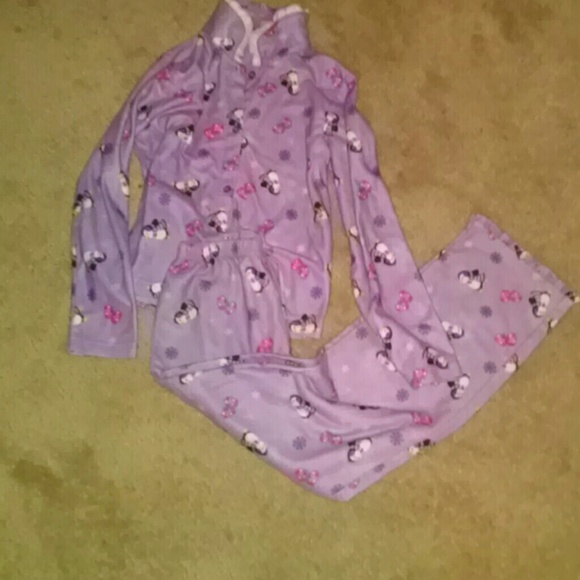 Purple pajama set with with penguins