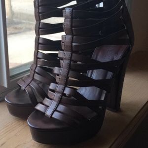 Brown Caged Heels