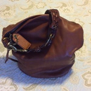 Coach brown leather bucket handbag