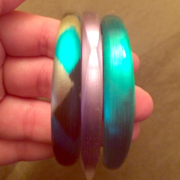 Real, lilac, and printed bangles