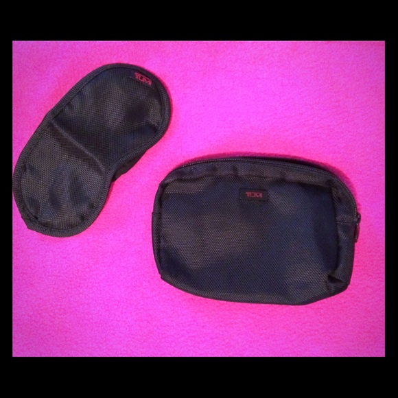 Tumi black sleep eye mask and travel soft case
