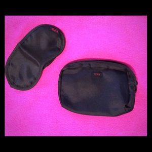 Tumi black sleep eye mask and travel soft case