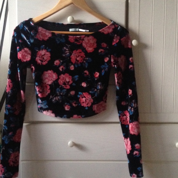 Urban Outfitters long sleeve velvet crop top