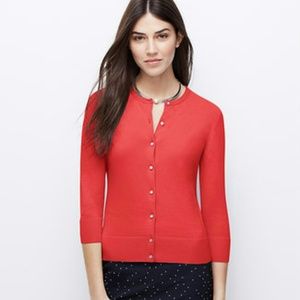 Ann Taylor Loft 3/4 Sleeve Red Cardigan