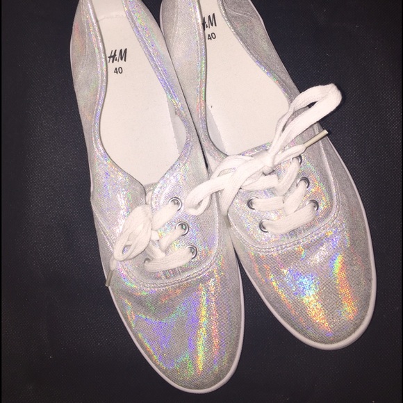 Silver iridescent shoes