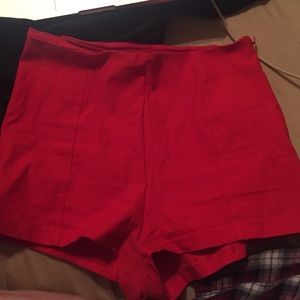 Red high wasted shorts