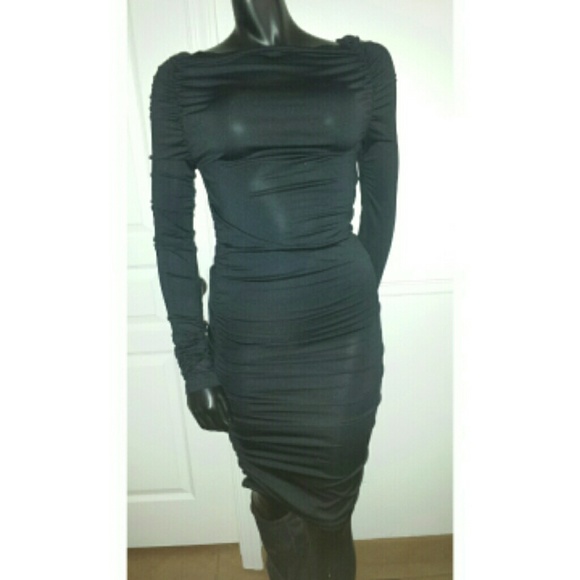 Tight black evening dress