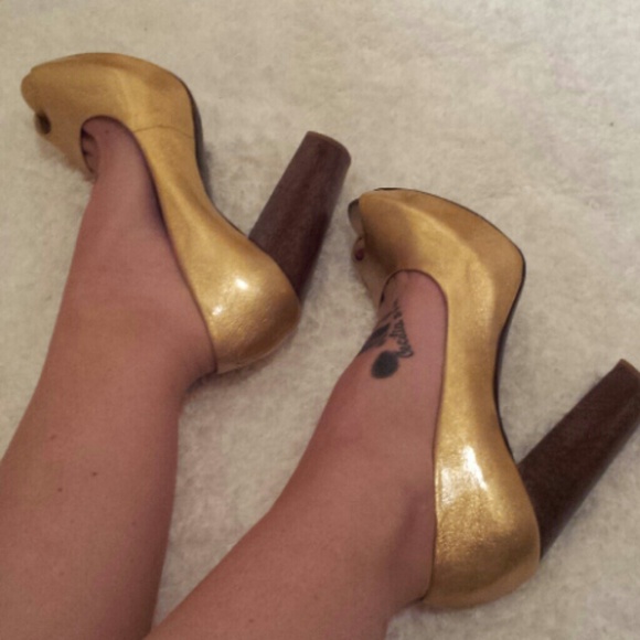 Aldo copa cabana gold wooden peeptoes - Picture 4 of 4