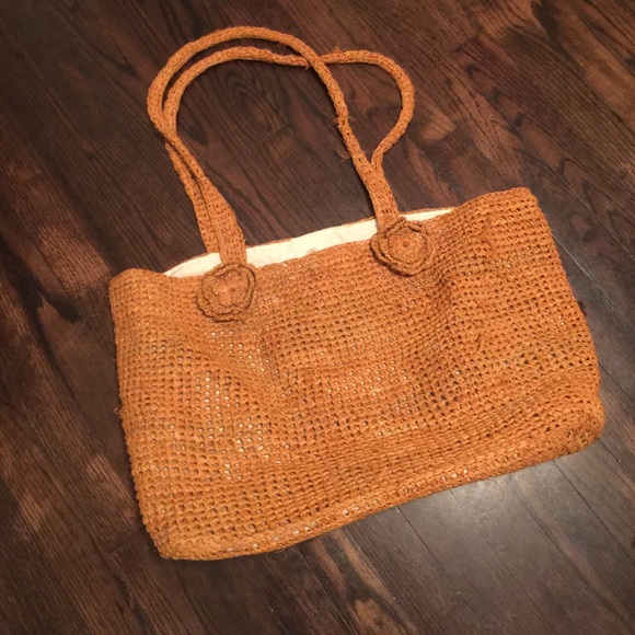 Large straw beach bag