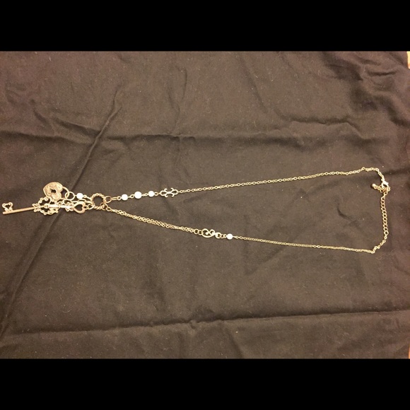 Key and locket long necklace