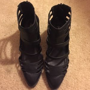 Black cutout booties