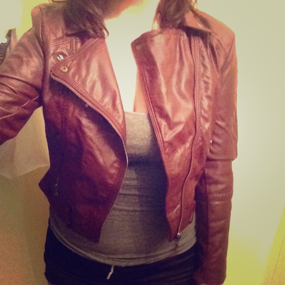 Maroon vegan leather jacket
