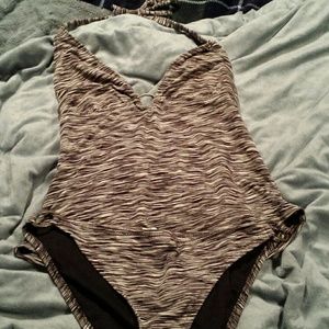 Brown stripe tankini set