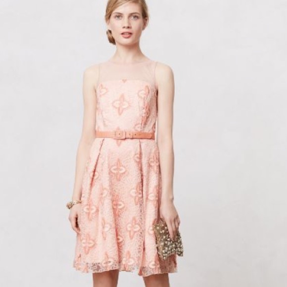 Anthropologie peach blossoms dress (petite size)