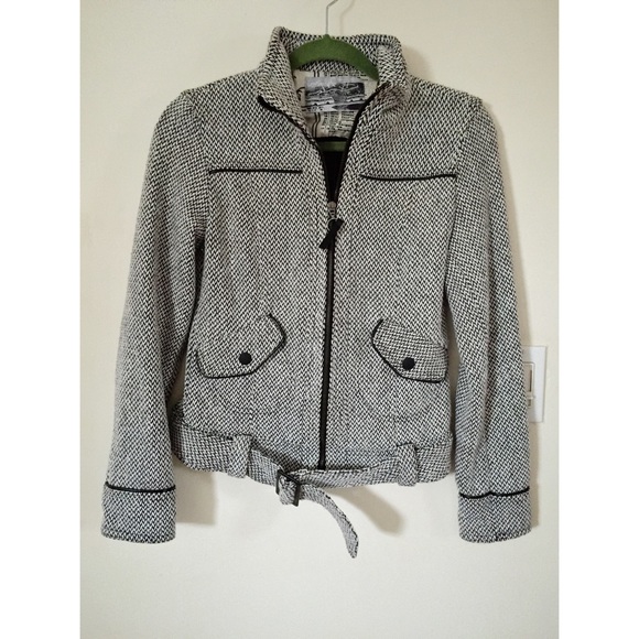 ZARA Grey tweed Moto Jacket Small UNWORN