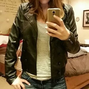 Obey black faux leather jacket