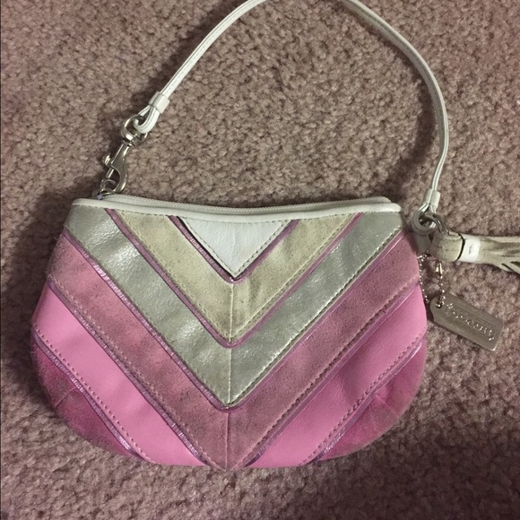 Coach limited edition suede and canvas wristlet