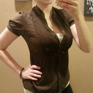 🛍💲FLASH SALE💲🛍Brown Short Sleeve Button Up