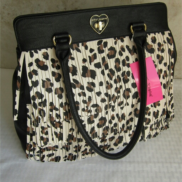*Sold* Betsey Johnson Cheetah Fringe Tote - Picture 2 of 3