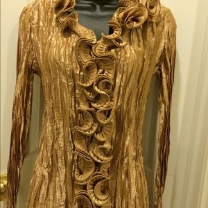 Gold ruffled blouse