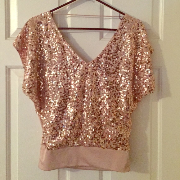 Express, XS Gold Sequined Blouse.