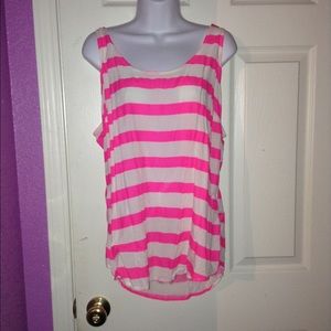 Pink and off white tank top