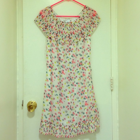 Anthropologie chiffon floral off shoulder dress