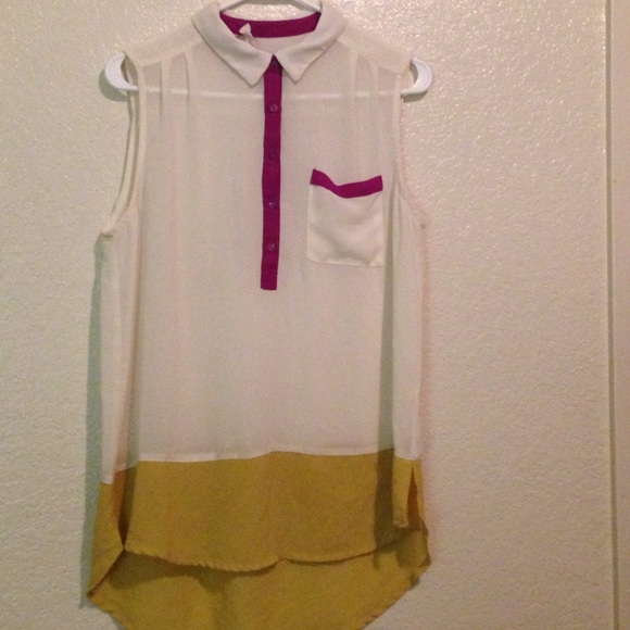 Yellow and purple blouse