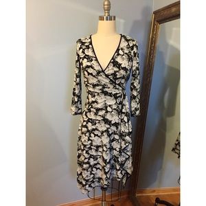 Bcbg Maxazria black and white print wrap dress