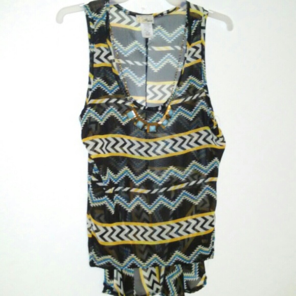 Sheer aztec print top