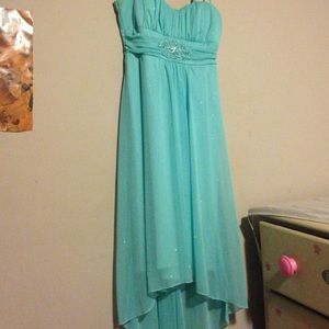 Baby blue sparkly high-low dress
