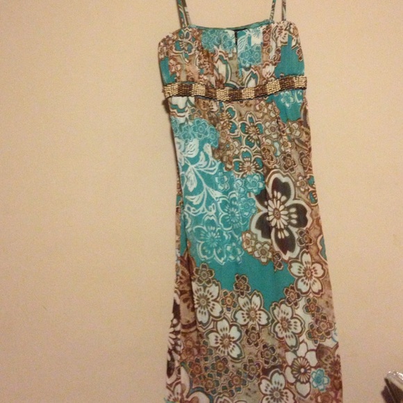 Green and brown dress