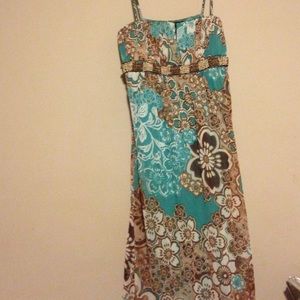 Green and brown dress