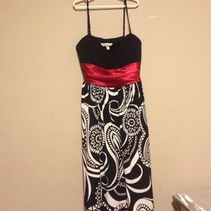 White, black and red dress