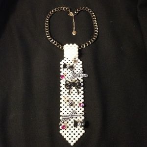 Betsey Johnson Pearl Bow Tie Necklace